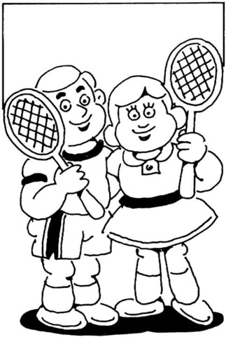 Little Tennis Players  Coloring Page